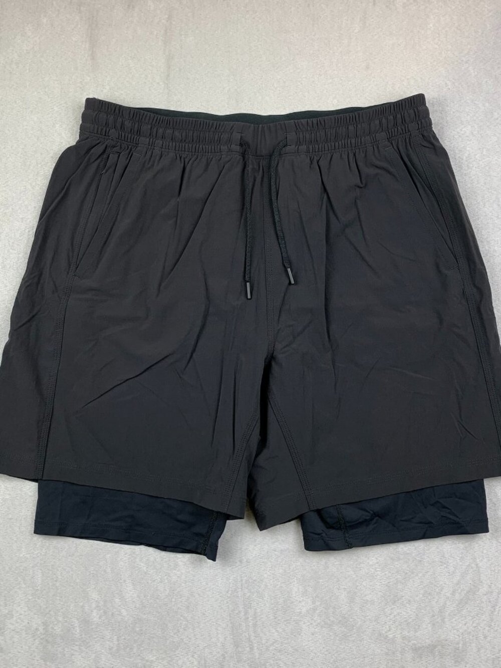 Reigning Champ Men Large Black 4-Way Stretch Nylon Combo Standard Training Short